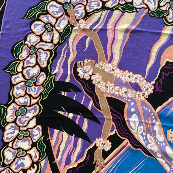 Bob Mackie Huge Wearable Art 100% Silk Wrap Scarf Shawl Hawaiian/Polynesian Vtg - Picture 6 of 10